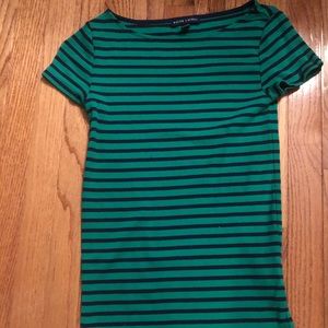 Ralph Lauren green blue striped tee